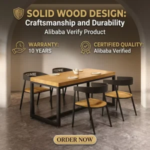 Industrial Style Solid Wood Iron Bistro Bar Western Restaurant Coffee Shop Hotel Canteen Dining Table Chair Combination Set