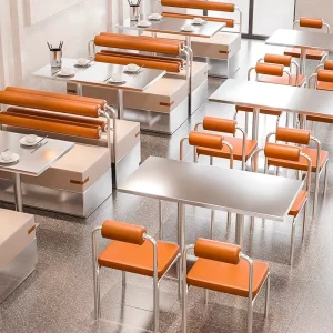 Industrial Style Stainless Steel Dining Chair Set Card Table Seat Combination for Hotels Restaurants Milk Restaurant Furniture