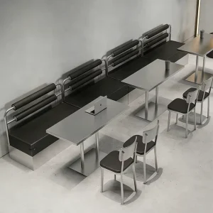 Industrial Style Stainless Steel Dining Tables & Chairs Versatile for Various Restaurant Scenarios Custom Sizes Available