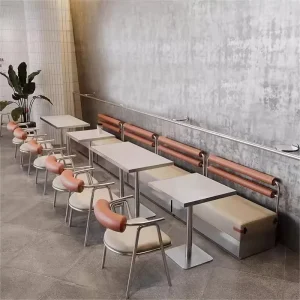 Industrial Style Stainless Steel Restaurant Set Commercial Card & Sofa Theme for Milk Tea Shops Hotels and Cafes