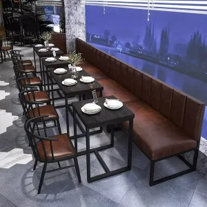 Industrial Style Steel Rectangle Pub Bar Booth Seating Sofa Table Sets Comfortable Dining Furniture for Living Room Restaurants