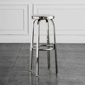 Industrial Swivel Bar Stool 304 Stainless Steel Round Seat Pub Chair Height Counter Stool Heavy Duty Metal Barstool