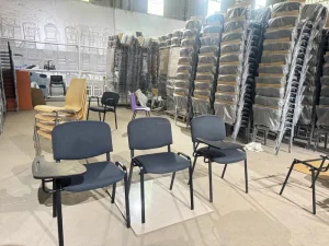 Industrial Upholstered Conference Chair Ergonomic Stackable Structure Heavy Duty Iron Frame High Load Bearing Capacity for