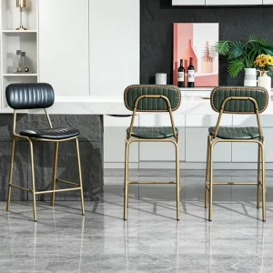 Industrial Vintage Bar Stool with Rivet Backrest Retro Loft Style Counter Chair Commercial Grade Pub Bistro Seating Kitchen