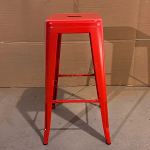Industrial Vintage Red Metal Iron Bar Stool Stackable High Counter Stool for Cafe Bar Restaurant