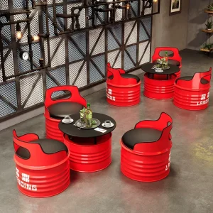Industrial Wind Creative Oil Bucket Sofa Bar Table Chairs BBQ Milk Tea Shop Negotiation Area Tea Table