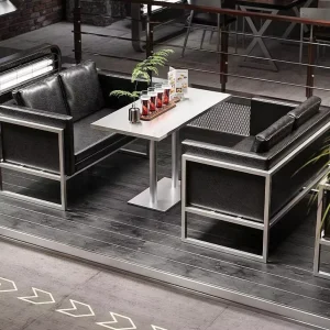 Industrial style Bamboo Booth Sofa Customizable Table Chair Set Commercial Furniture for Home Bar Milk Tea Shop BBQ Restaurant