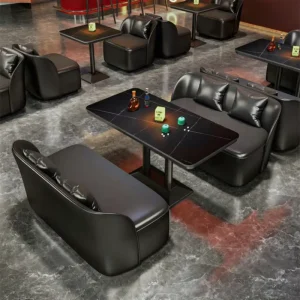 Industrial style Bistro Bar Sofa Chic Caf Teahouse Booth Table and Chair Set Commercial Barbecue Restaurant Dining Area