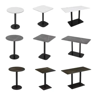 Industrial-style Marble Restaurant Tables Chair Hotel Furniture Fast Dining Coffee Tables Metal Legs