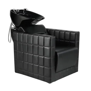Innovative Design Beauty Hair Salon Furniture Black Shampoo Chair Washing Unit with Ceramic Basin Hairdressing Sink Chair