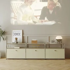 Ins Vintage Stainless Steel TV Cabinet Storage Simple Modern Modular Sideboard Living Room Cream Style Low Cabinet
