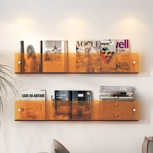 Instagram style Wall mounted Acrylic Bookshelf Storage Rack Doors for Hallways Study Room Picture Book Magazine Newspaper Rack