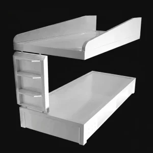 Institutional Space Saving Stainless Steel Bunk Bed with Integrated Ladder and Raised Side Guards for Prison Facility Dormitory