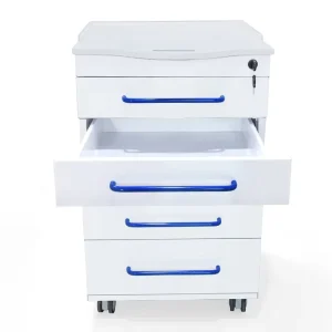 Instrument Cabinet Stainless Steel Roller Cart Custom colored Handle Hospital Exam Room Storage Trolley Cabinet