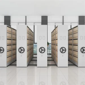 Integrated Safety Structure Hand Crank Mobile Steel Compact Shelving for Cultural Center Archives Collection Storage