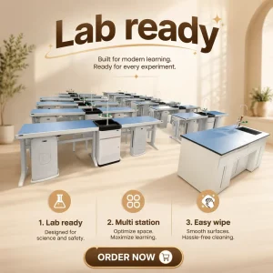 Integrated School Chemistry Lab Sink Bench Epoxy Countertop Washing Station Table Modern Student Chemical Laboratory Furniture