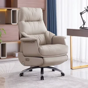 Intelligent Ergonomic Electric Massage Boss Chair with USB Charging Lumbar Support Genuine Leather Executive Home Office Chair