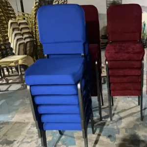 Interlocking Padded Church Chairs Fabric Padded Metal Frame Auditorium Chairs Theater Furniture Stackable