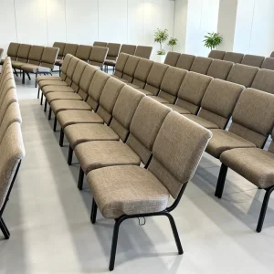 Interlocking Padded Metal Fabric Church Chairs Stackable Theater Conference Dining Room Furniture