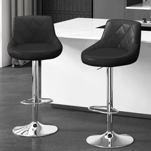 Iron Adjustable PU Leather Bar Stools Modern Swivel Steady Commercial Use Home Bar Dining Kitchen Outdoor Counter Height Water
