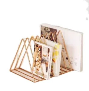 Iron Art CD Vinyl Record Storage Rack Bookshelf Triangle Book and Newspaper Magazine Rack Storage Rack Simple Desktop Bookshelf