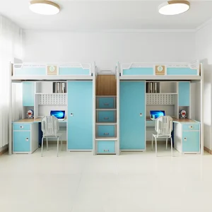 Iron Bunk Bed Safe Anti Slip Surface Reinforced Joints for Stability Non Toxic Paint Guardrails Prevent Falling Bed Dormitories