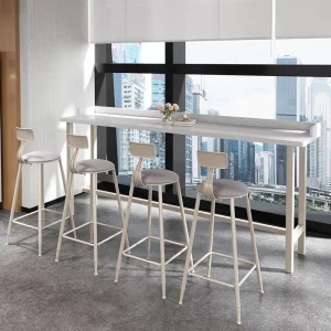Iron Contemporary Dining Bar Table Adjustable Length High Foot Design Commercial Hotel Chair Set