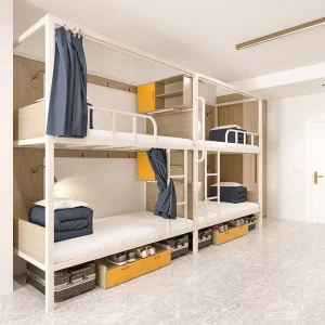 Iron Framed Bunk Bed High Low Dormitory Bed for Hospital and Hotel Use School Furniture Double Deck