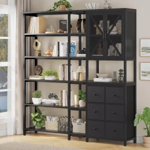 Iron Minimalist Living Room Home Office Modern Style Space Saving Tall Bookshelf