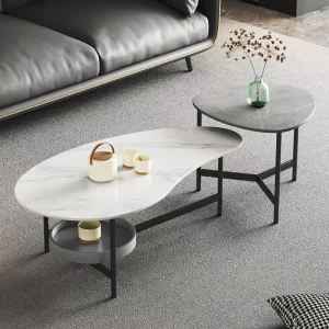 Iron Rock Board Durable Coffee Table Light Luxury Modern Living Room Home Furniture Minimalist Office Special Shaped