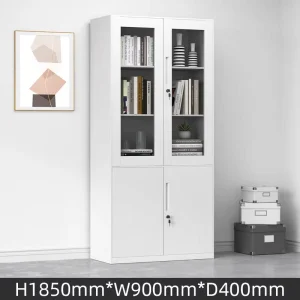 Iron Sheet Filing Cabinet Data Archive Glass Bookcase Glass Door Cabinet with Lock Side Cabinet for Desks