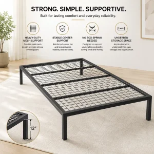 Iron Single Layer Thick Modern Minimalism Solid Load Bearing Support Dormitory Mesh Bed Frame Metal