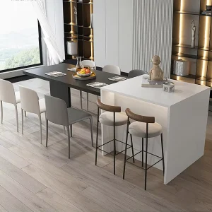 Island Style Quartzite Dining Table with Storage Socket