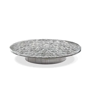 Italian CC Design Modern Wavy Water Ripple Crystal Glass Round Coffee Table New Design with Stainless Steel Round Base