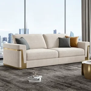 Italian Custom Made Luxury Couch Fiber Leather Sofa Set Living Room Furniture 3 Seater Sofa