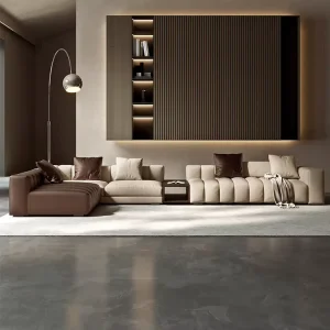Italian Design Leather Modern Luxury Modular Sofa Set with Sponge Filling for Apartment Mall and Villa Living Room Furniture
