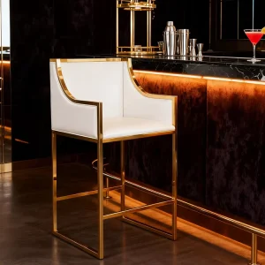 Italian Design Modern Brass Bar Chair High Quality Dining Room Furniture for Living Room or Hotel New Products