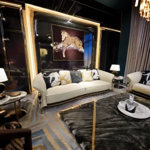 Italian Design Modern Genuine Leather Three Seat Sofa with Stainless Steel Legs for Living Room