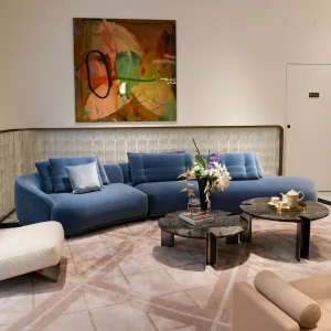 Italian Design Modern Light Luxury Living Room Sofa Curved Velvet Fabric Couch Sofa Set Combination Sofas for Villa Hotel