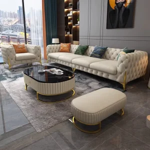 Italian Design Square 3 4 Seater Luxury Sectional Leather Sofa Set for Villa Living Room