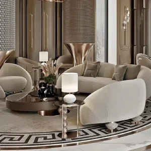 Italian Design Velvet Fabric Curved Sofa Set Luxury Modern Living Room Sectional for Hotel Villa