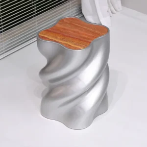Italian Designer Sculptural Side Table Twisted Wavy Base Luxury Artistic Accent End Table for Villa Hotel Home Interior Decor