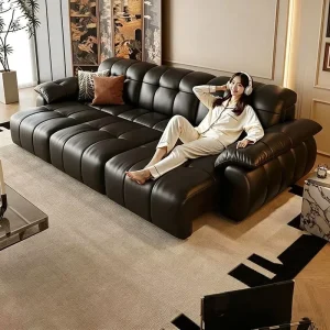 Italian Electric Recliner 3 Seats OEM Furniture Genuine Leather Large Function Sofa
