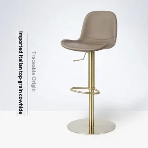 [Italian First layer Cowhide] Genuine Leather Modern Bar Chair High Stool Lifting Rotatable Customizable No Armrest Light Luxury