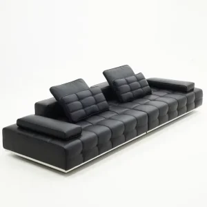 Italian Genuine Leather Sofa Wooden Frame 3.36m Sectional Couch for Hotel Villa Apartment Mall
