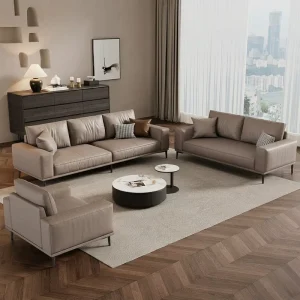 Italian High End Luxury Designer Stylish Living Room Furniture Set Modern Genuine Leather Sofa Set