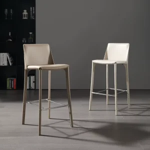 Italian Industrial Style Saddle Leather Bar Stool Modern Luxury Design Steady Light Weight Water Resistant Commercial Home Bar
