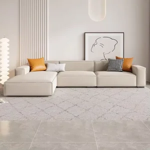 Italian Large Modern Living Room Sofa Cream Nordic Wind with Simple Technology Fabric Fashionable Design Extendable Feature