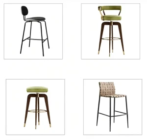 Italian Light Luxury Bar Stools Modern Minimalist Industrial Saddle Leather High Bar Chairs for Home Pub