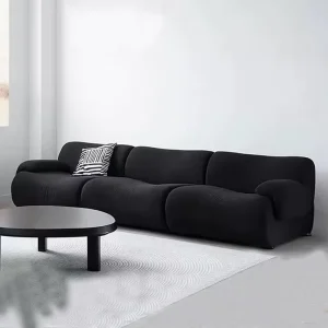 Italian Light Luxury Cashmere Fabric Sectional Sofa Compression Sofa Row Home Living Room Small Apartment Black Hotel Gym